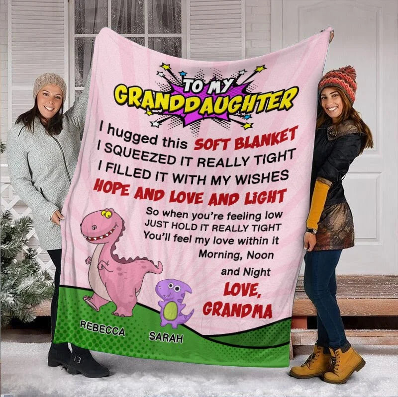 Blanket material and size view - Personalized Grandson Blanket