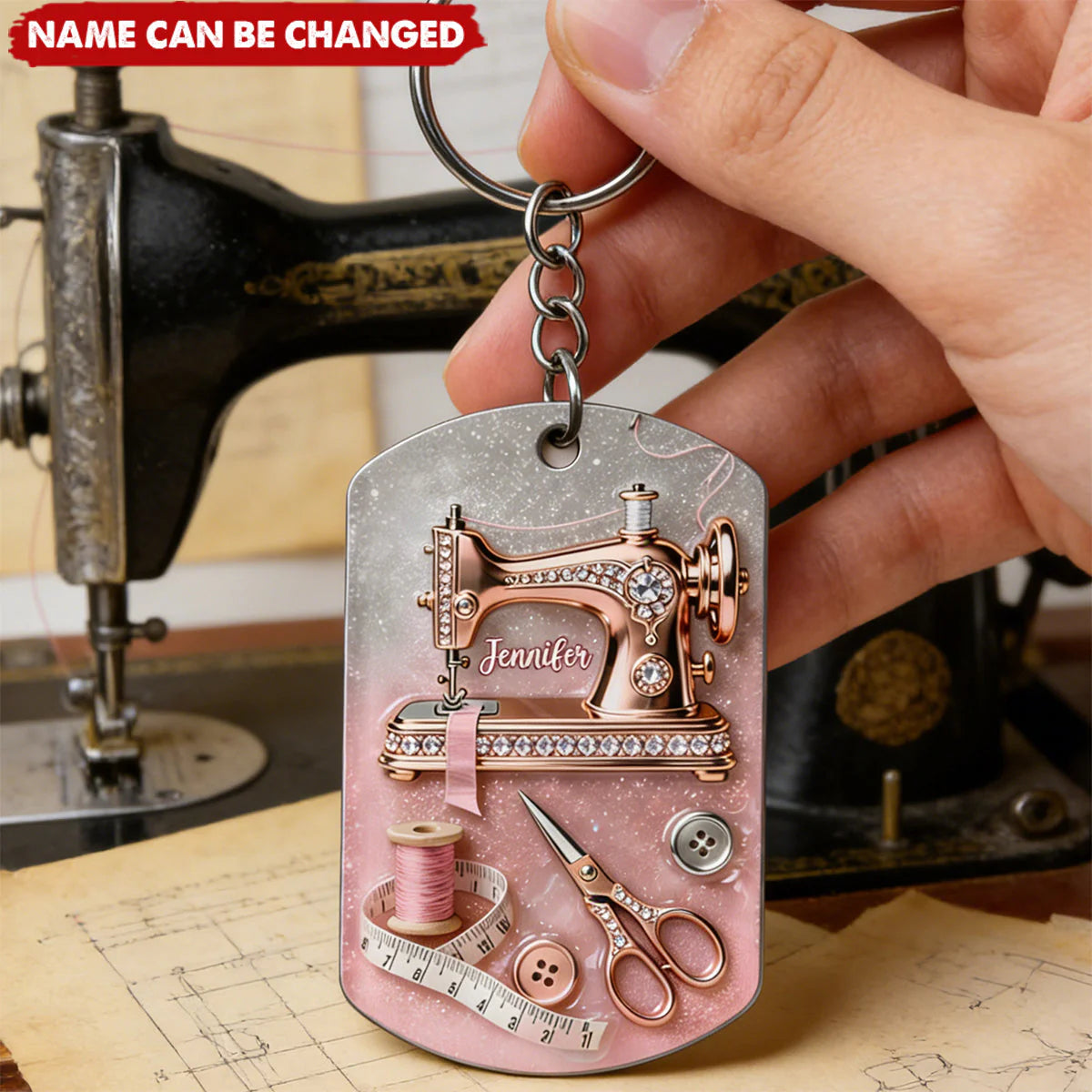 Personalized Sewing Keychain personalization view for Mom