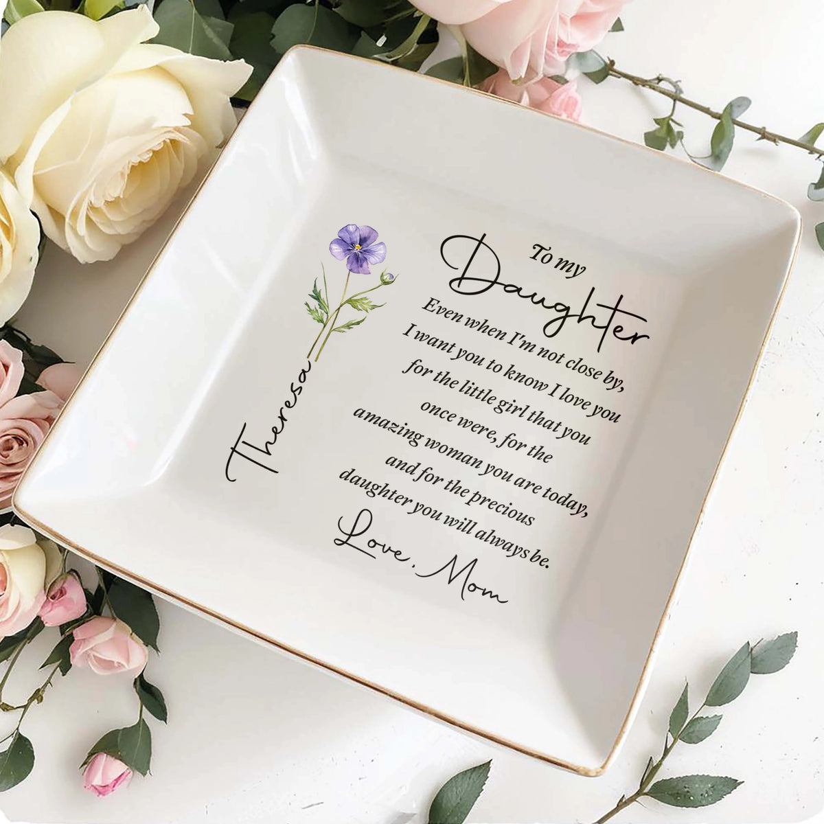 "Even When I'm Not Close By" Personalized Jewelry Dish - Custom Daughter Gift from Mom