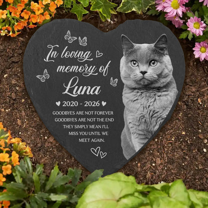 "Goodbyes Are Not Forever" Personalized Pet Memorial Stone - Custom Photo Gift for Dog Cat Lovers