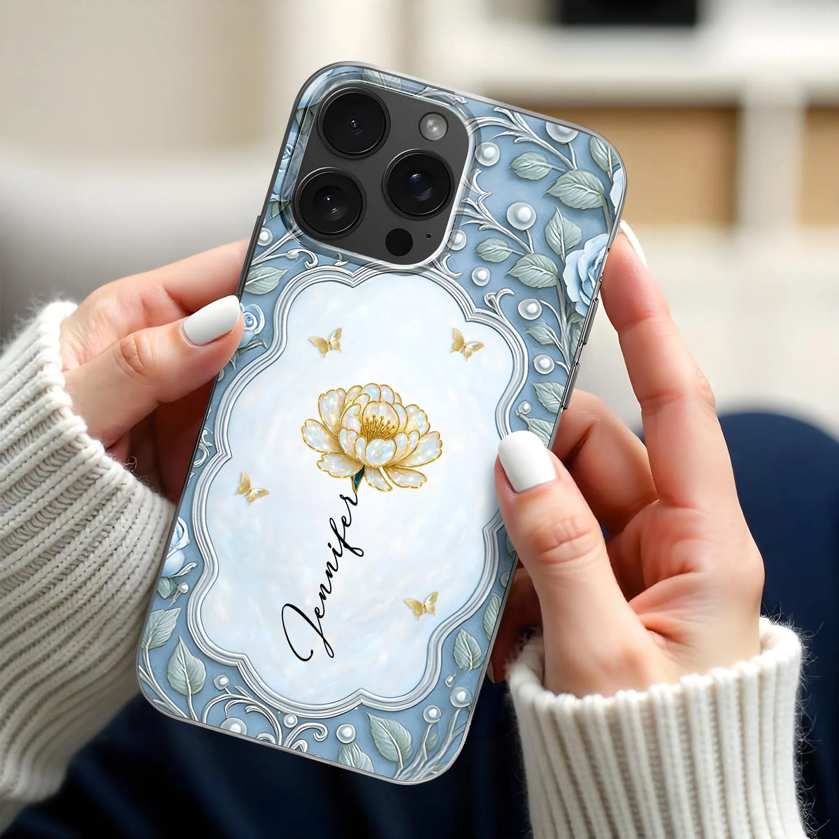 Elegant Floral And Butterfly Phone Case Design