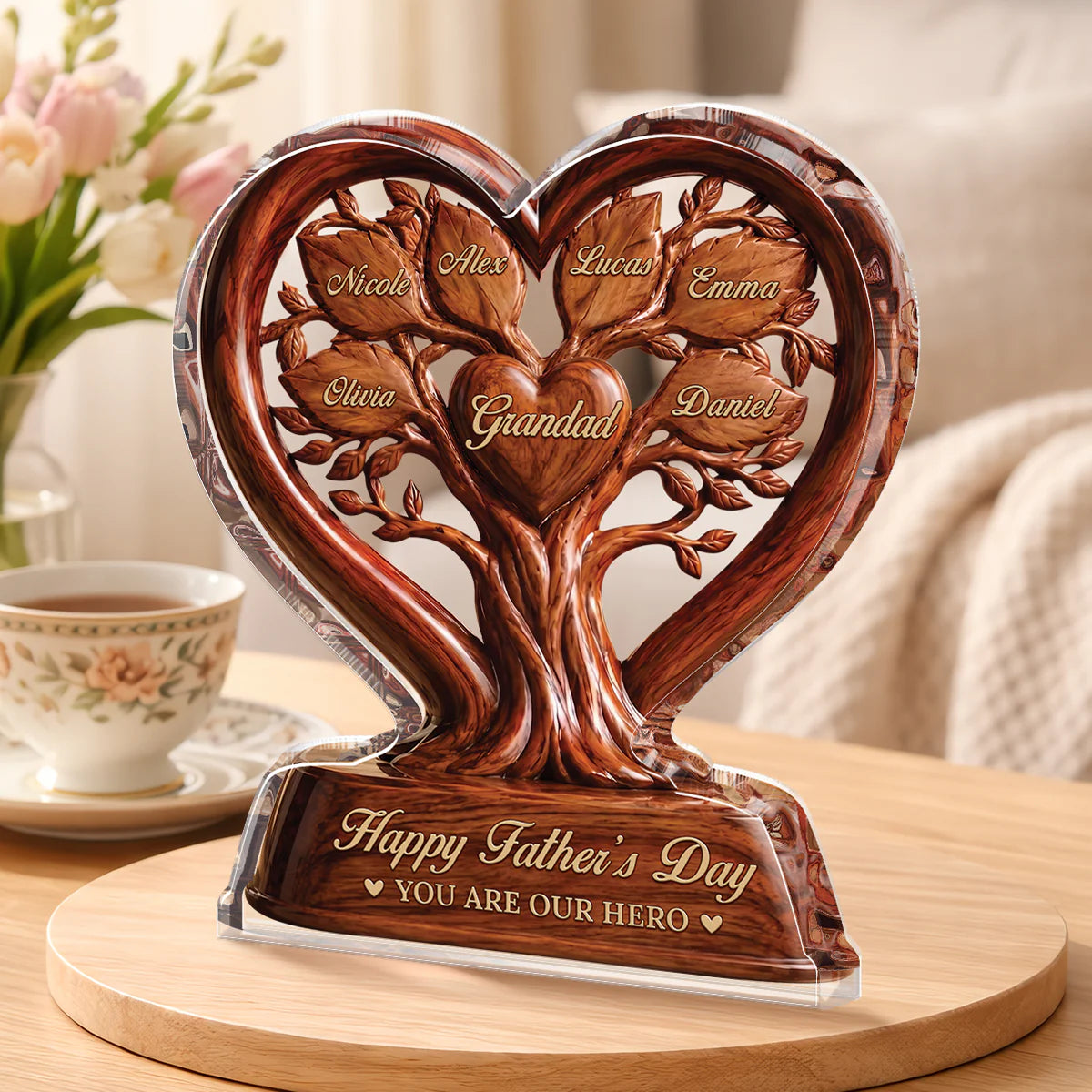 Custom Family Tree Acrylic Plaque personalization view for Mom