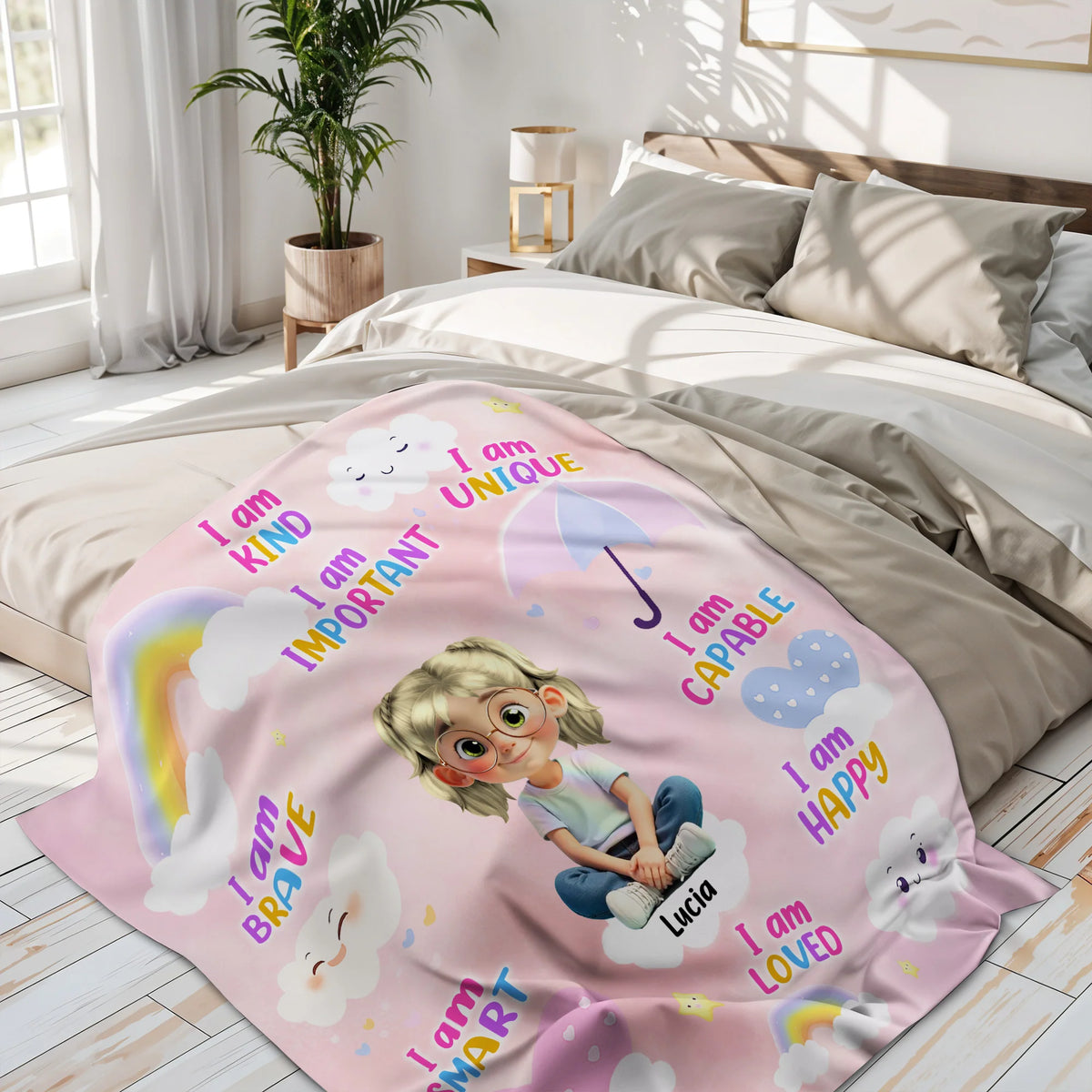 I Am Kind, I Am Important, Unique And Happy Blanket