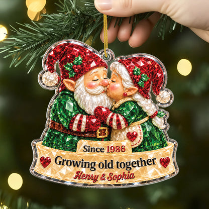 "Growing Old Together" Personalized Couples Acrylic Ornament - Custom Christmas Anniversary Keepsake