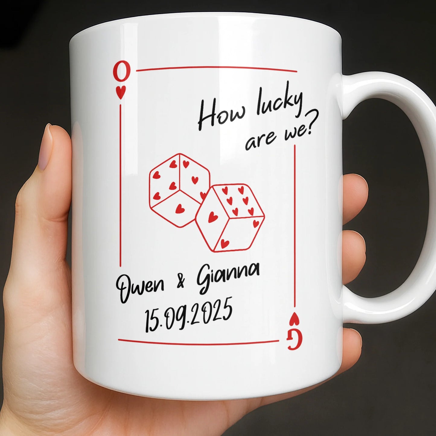 Custom Playing Card Photo Mug personalization view for Couples