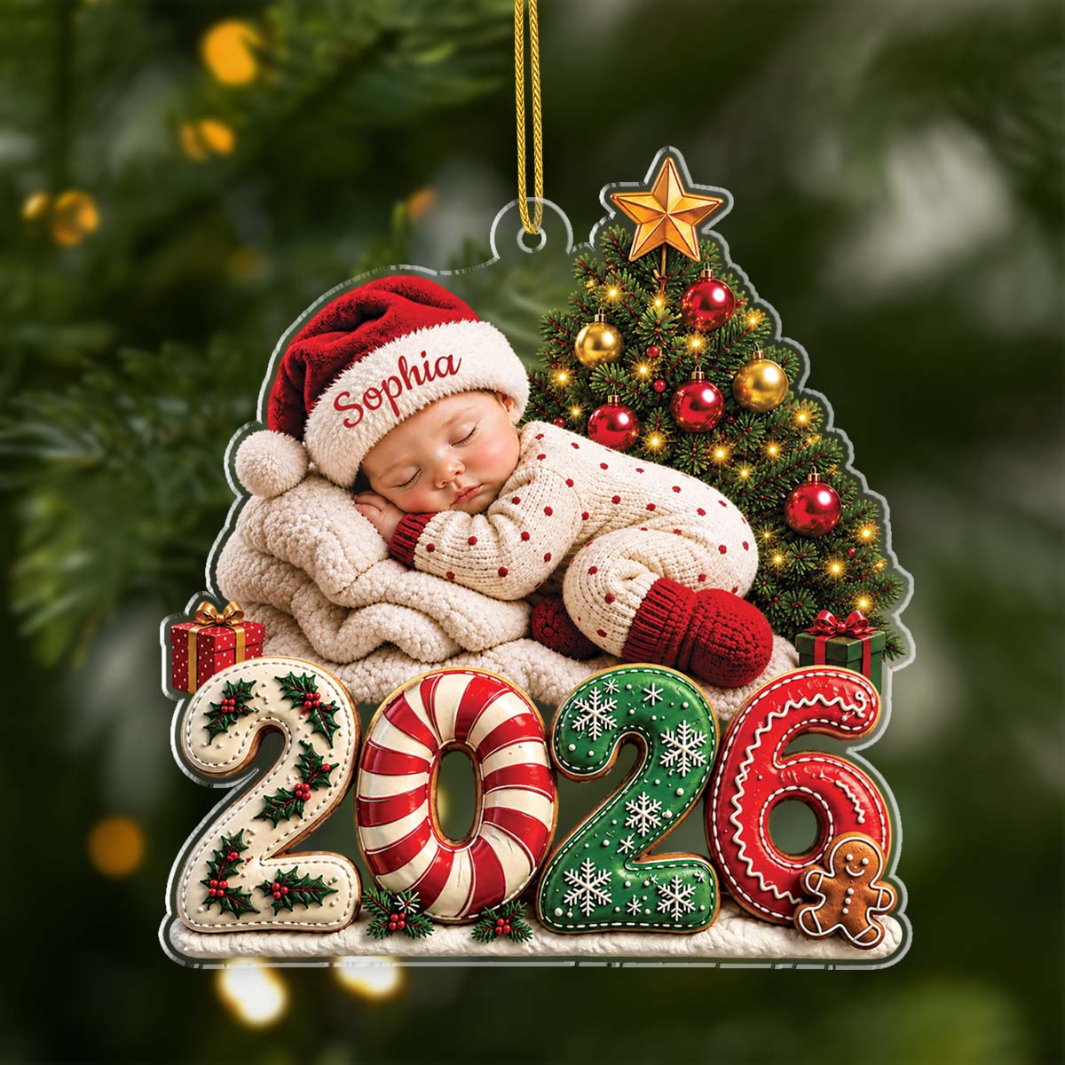 Personalized Sleeping Baby Acrylic Ornament - Custom Christmas Keepsake Gift for New Parents