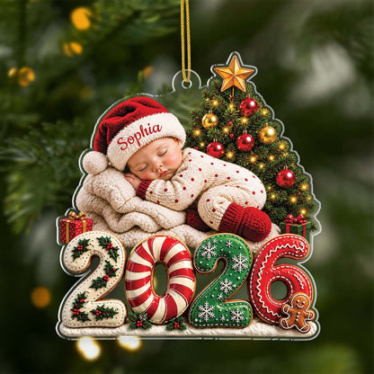 Personalized Sleeping Baby Acrylic Ornament - Custom Christmas Keepsake Gift for New Parents