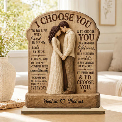 Personalized couple anniversary plaque with custom engraved names Sophia and Thomas and romantic vows image 6