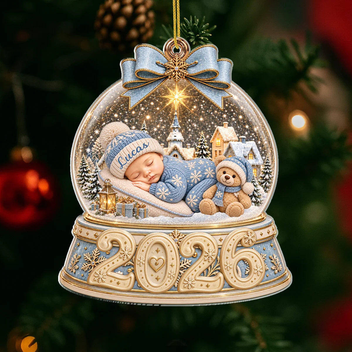Sleeping Baby Personalized Acrylic Ornament - Christmas Keepsake Gift for New Mom