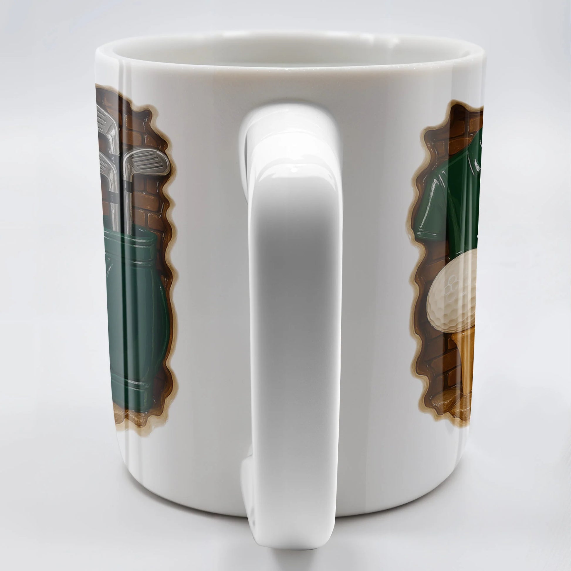 Personalized golf coffee mug featuring custom name on a green golf shirt with clubs - gift for golf lovers image 6