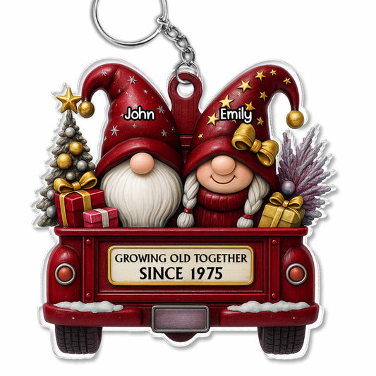 Growing Old Together, Christmas Truck With Gnomes