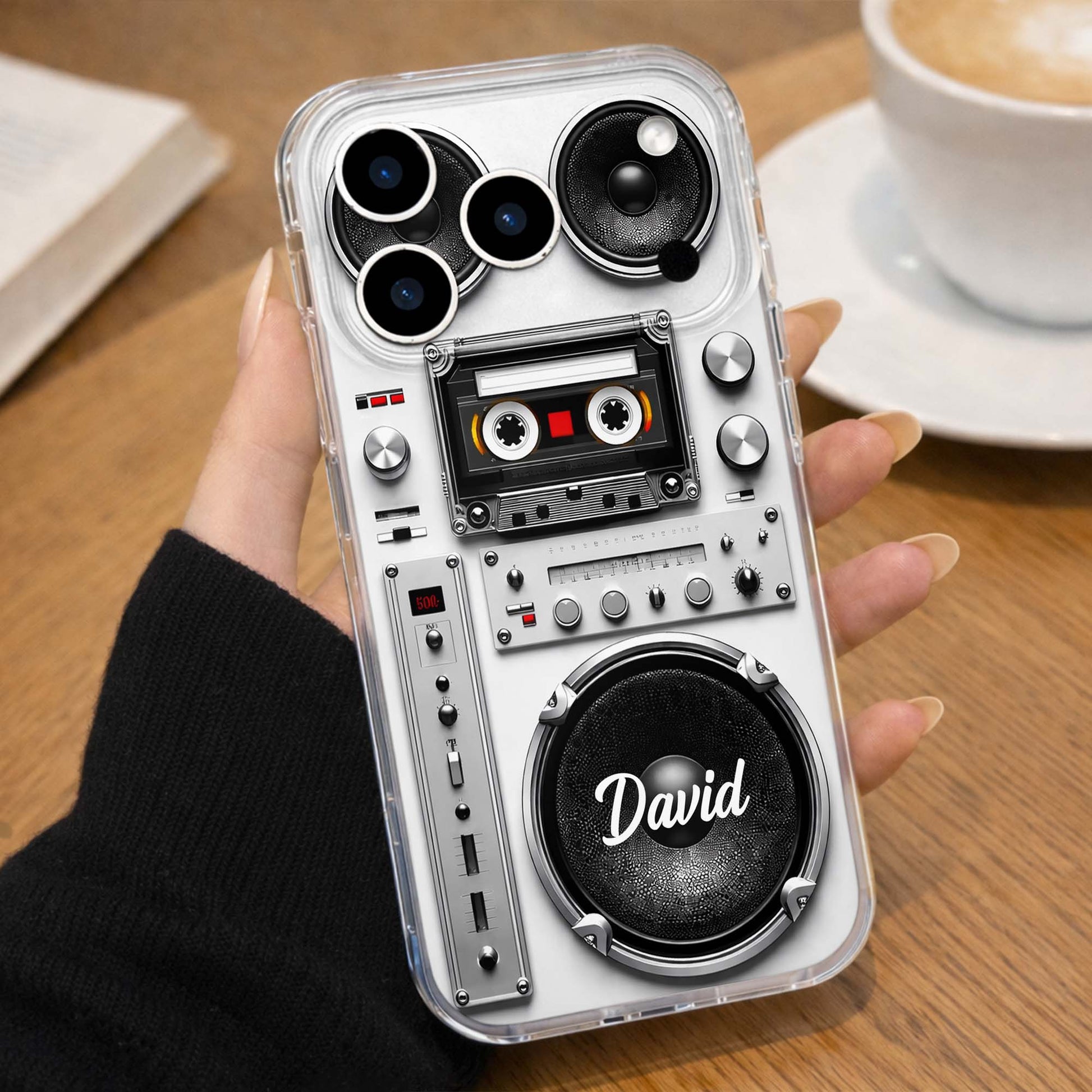 Personalized Retro Boombox Clear Phone Case for Boyfriend with personalized design details for meaningful gifting image 6