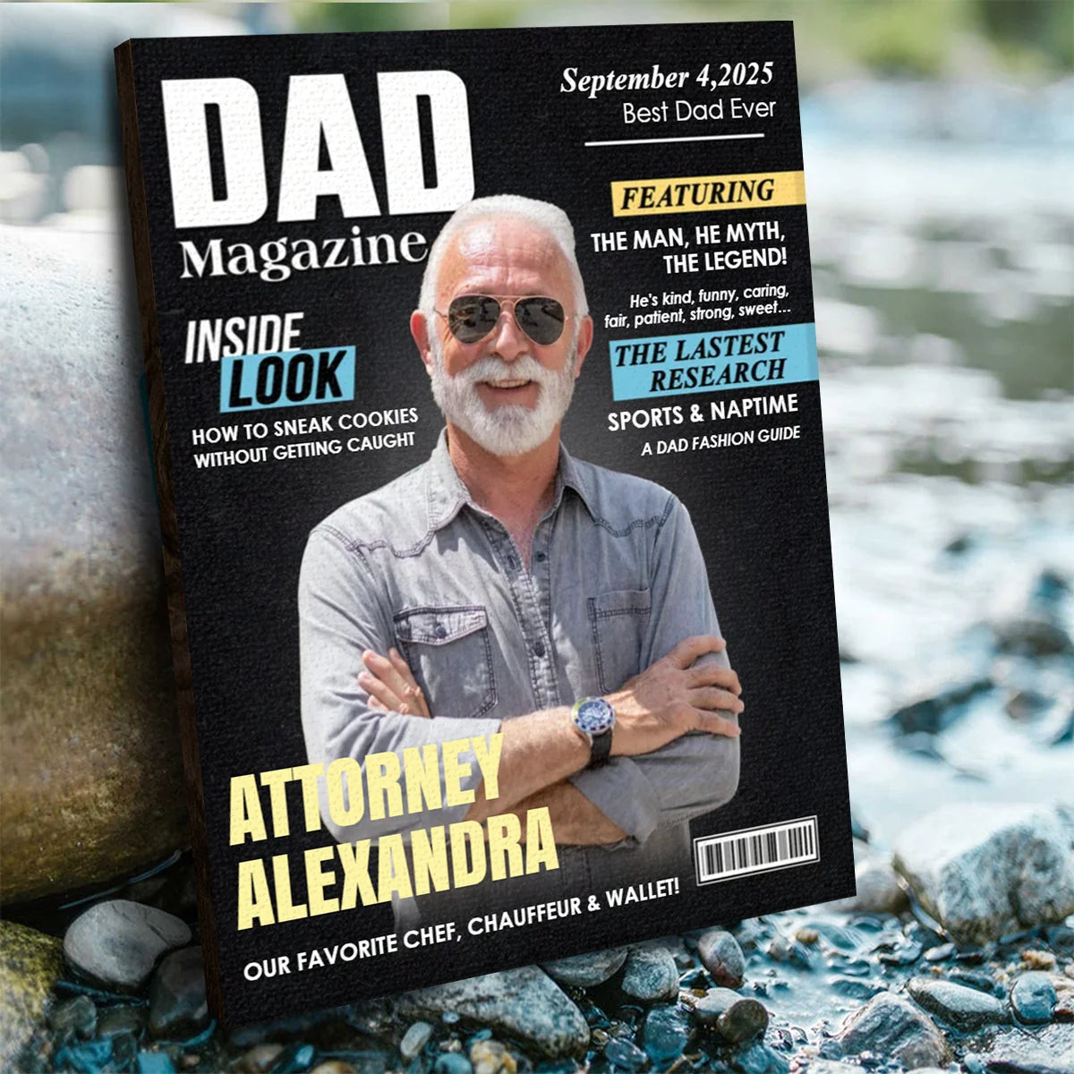Dad Magazine Cover Personalized Canvas / Poster - Custom Photo Wall Art Gift for Dad