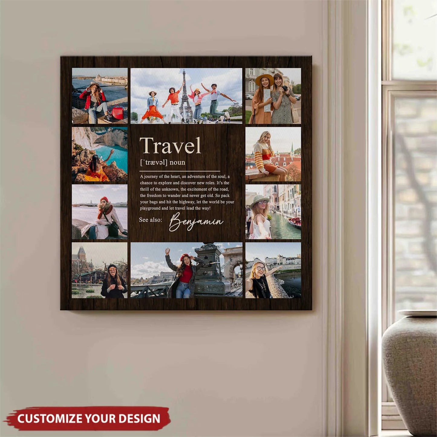 Custom Travel Definition Photo Canvas personalization view for Couples