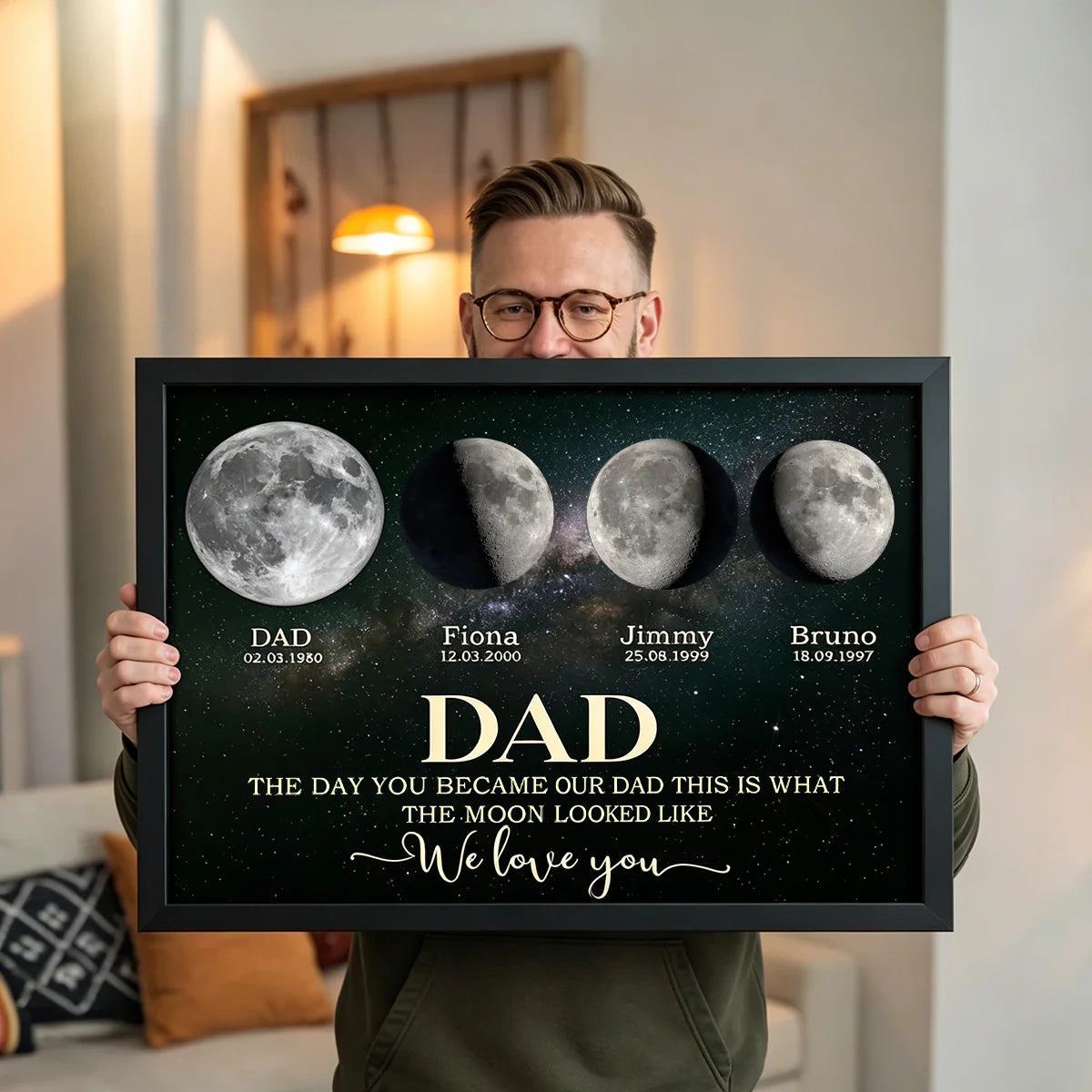Custom Moon Phase Dad Canvas personalization view for Dad