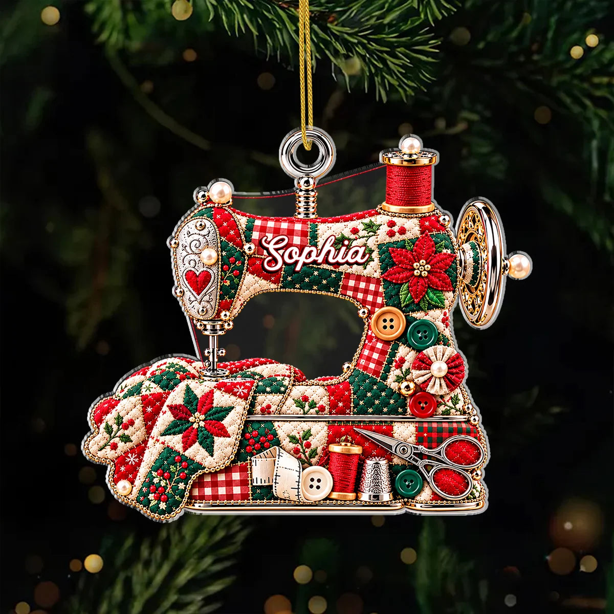Quilting Lover Personalized Sewing Machine Acrylic Ornament - Christmas Keepsake for Mom Grandma