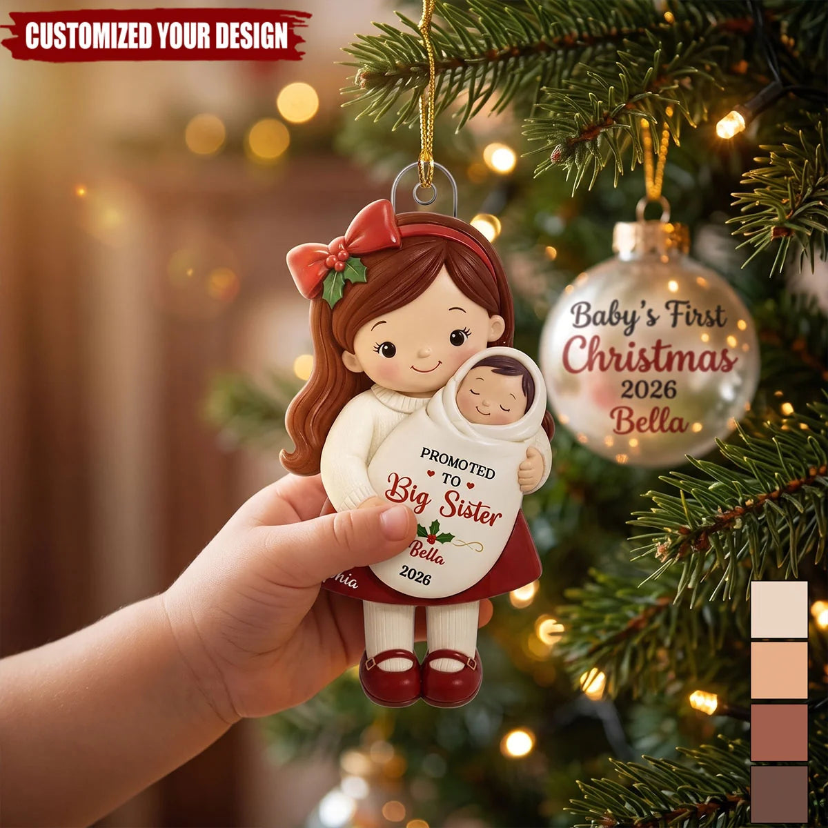 "Promoted To Big Sibling" Personalized Acrylic Ornament - Custom Big Brother Sister Keepsake Gift