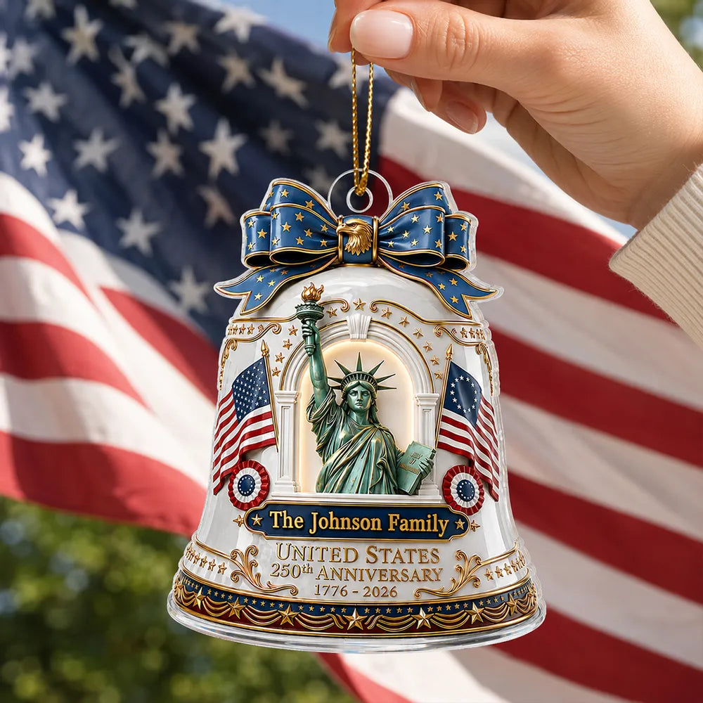 United States 250th Anniversary Personalized Acrylic Ornament - Custom Family Patriotic Christmas Decor