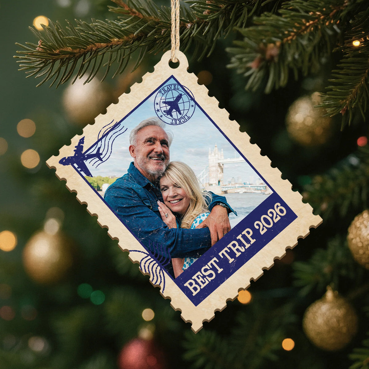 Best Trip Personalized Wooden Ornament - Custom Photo Travel Keepsake Gift for Family