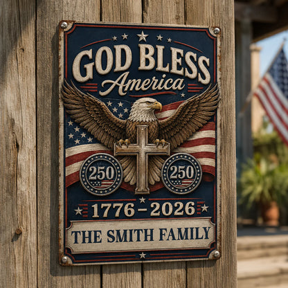 Custom America 250Th Anniversary Metal Sign for Family with personalized design details for meaningful gifting