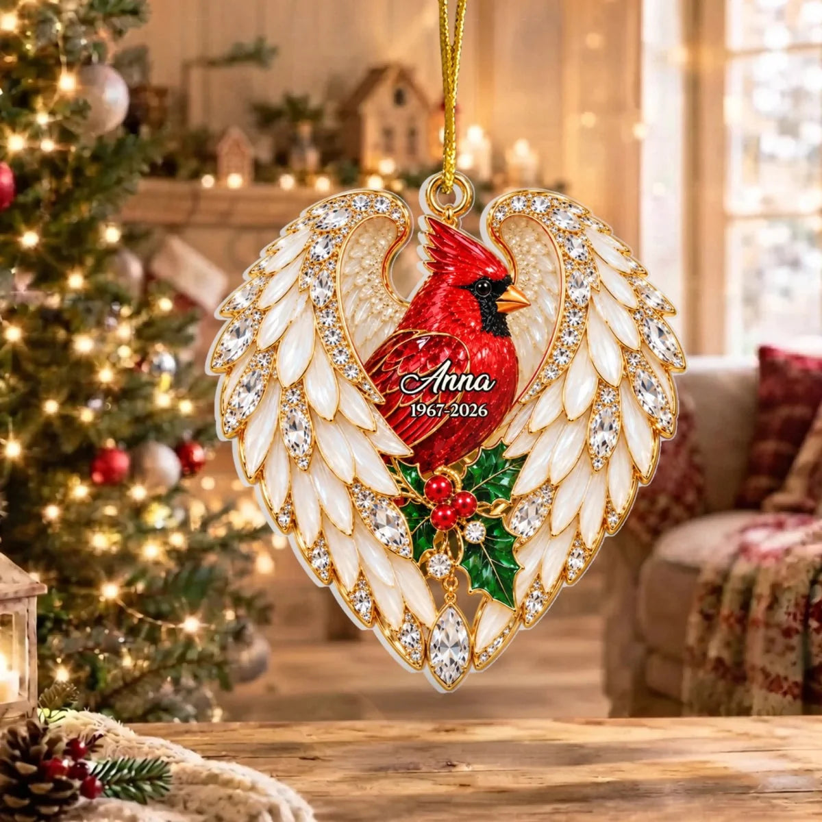 "Always Near In Our Hearts" Personalized Acrylic Ornament - Custom Memorial Keepsake for Family