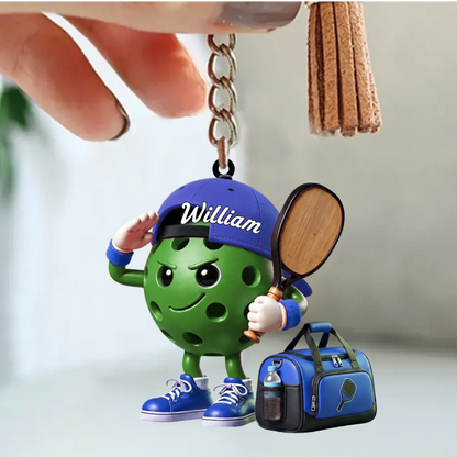 Salute Pickleball Mascot Keychain - Personalized Pickleball Gift for Players & Coaches