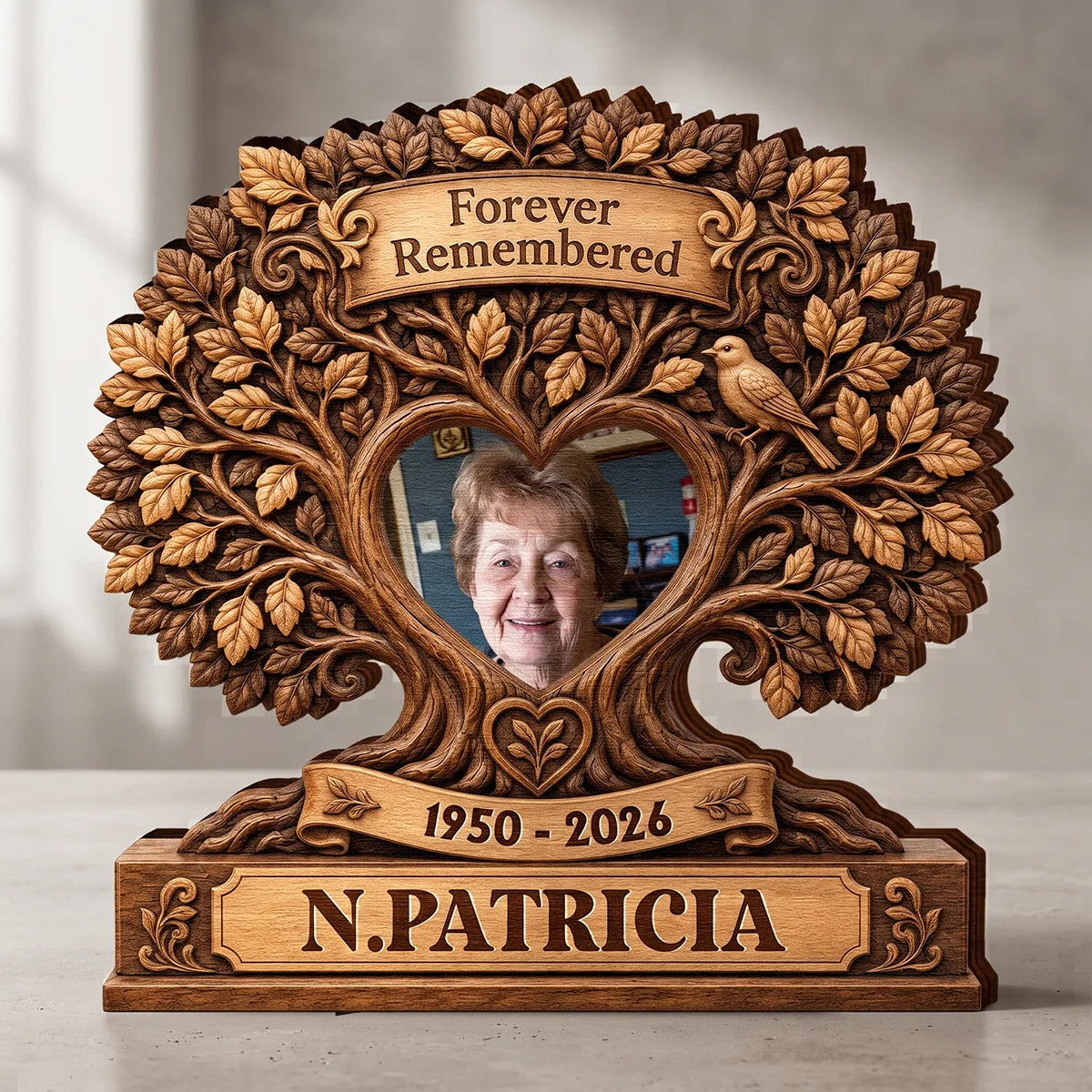 Forever Remembered Custom Photo Wooden Block - Personalized Memorial Sympathy Gift