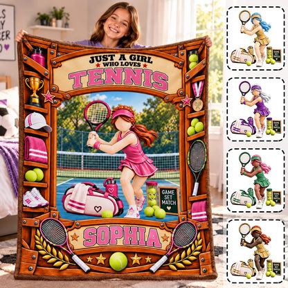 Custom Just A Girl Who Loves Tennis Blanket, Gift For Tennis Lovers L0411 Tm01 KL07