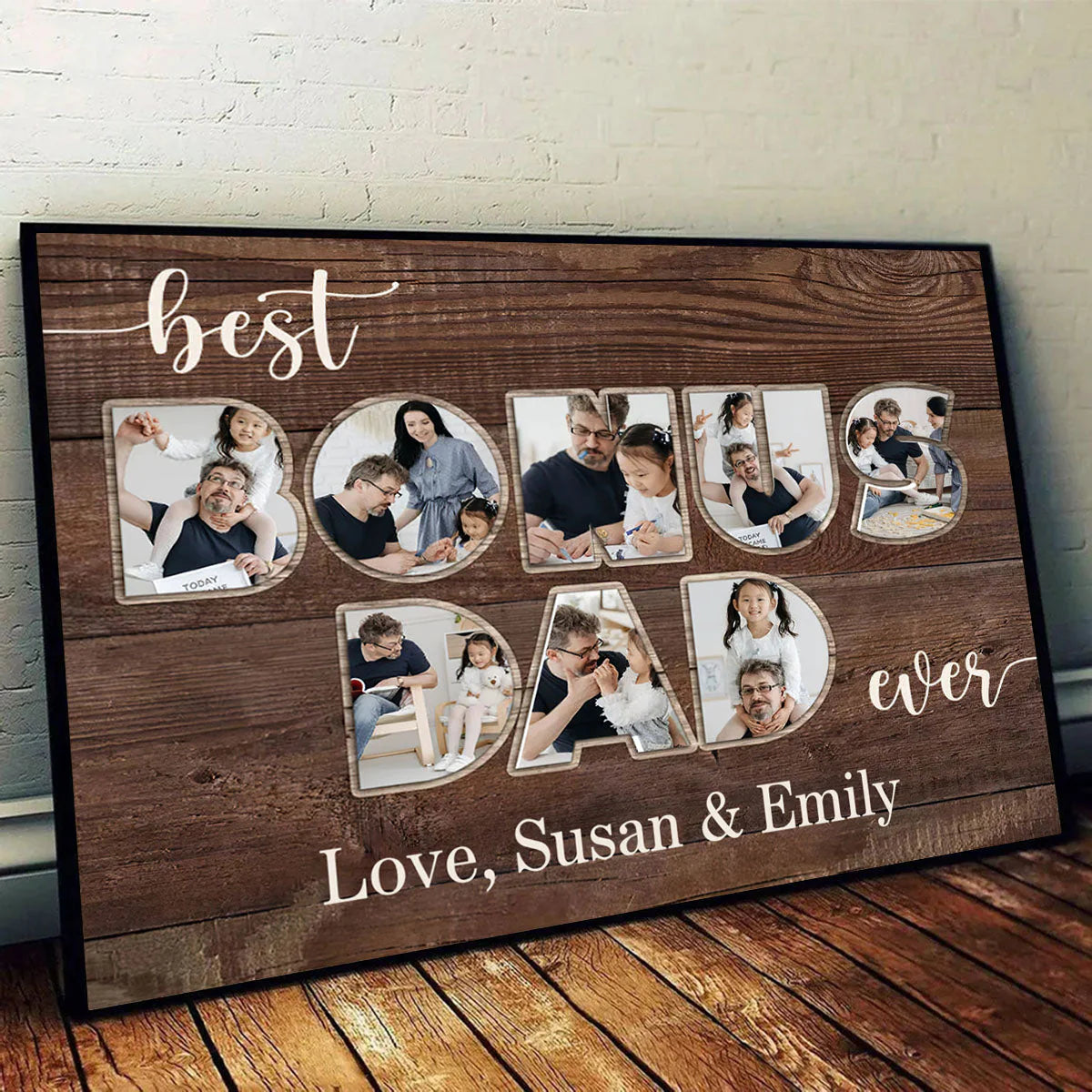 Custom Bonus Dad Photo Canvas personalization view for Stepmom / Stepdad