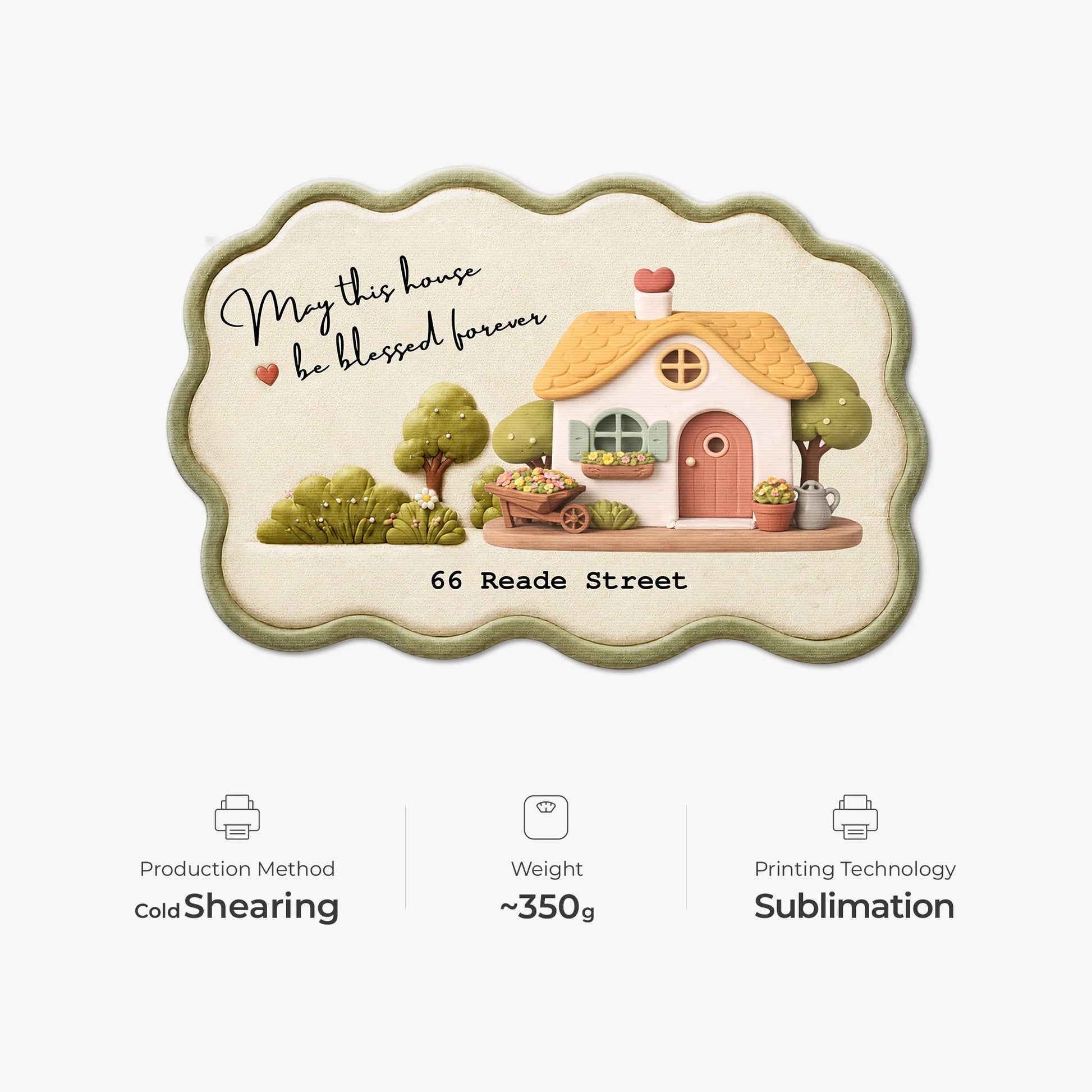 Doormat material and size view - Personalized Housewarming Doormat