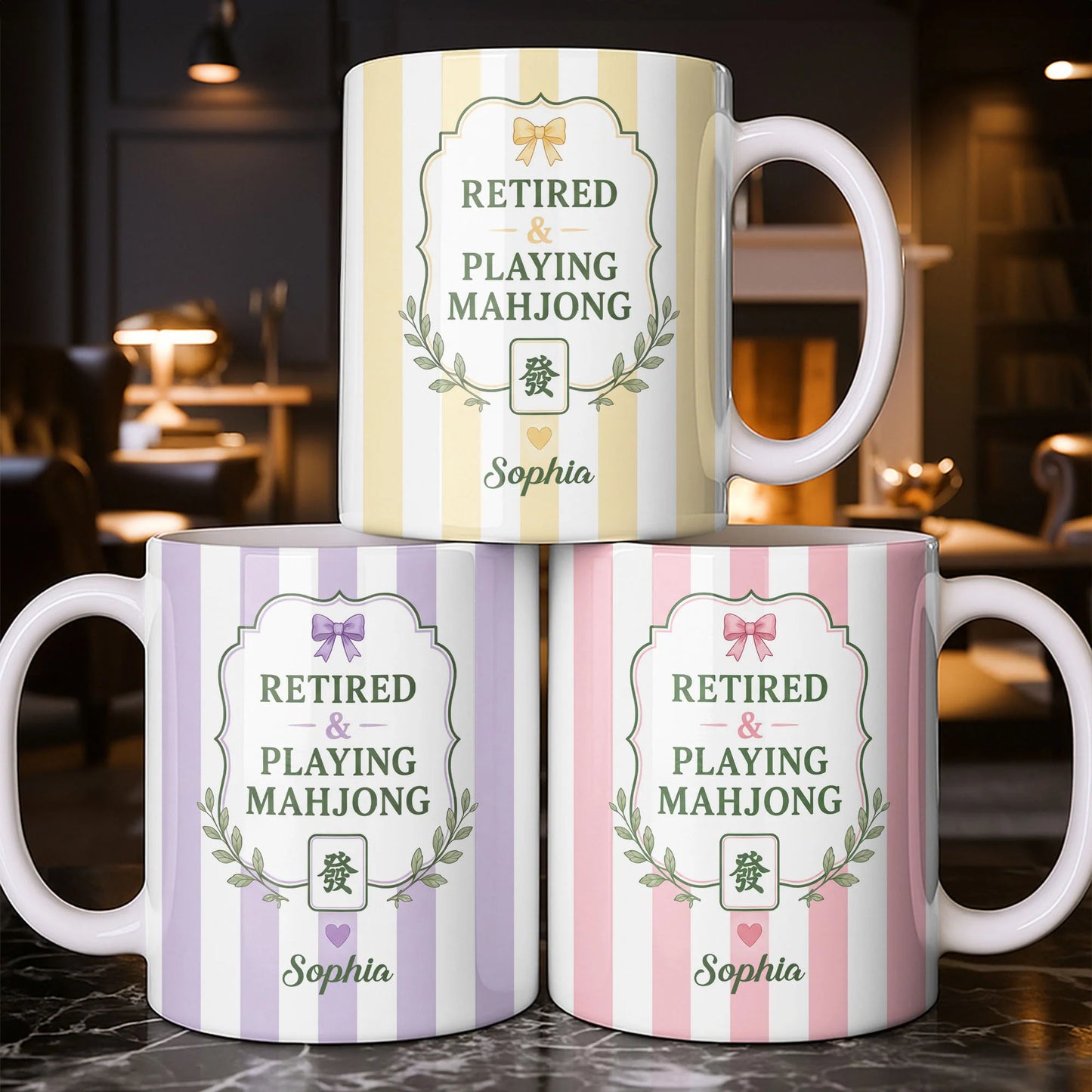 Personalized Retired Mahjong Mug personalization view for Mom