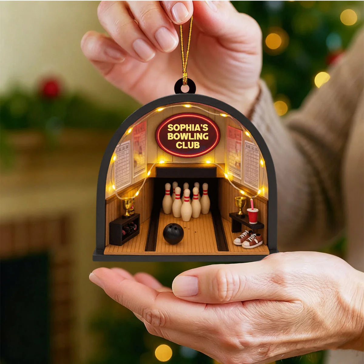 Custom Bowling Club Name Wooden Ornament - Personalized Holiday Keepsake for Bowlers