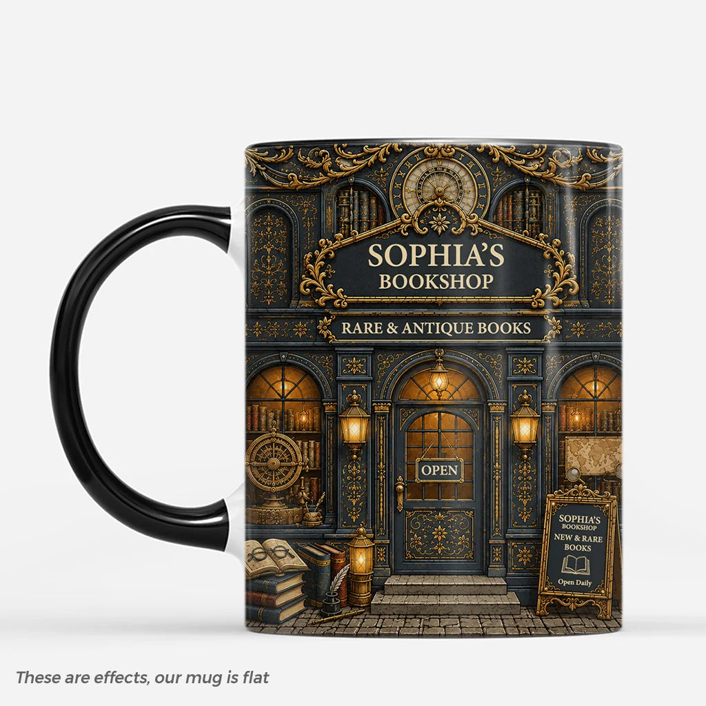 Custom Vintage Bookshop Mug - Personalized Antique Books Coffee Mug for Readers and Book Lovers