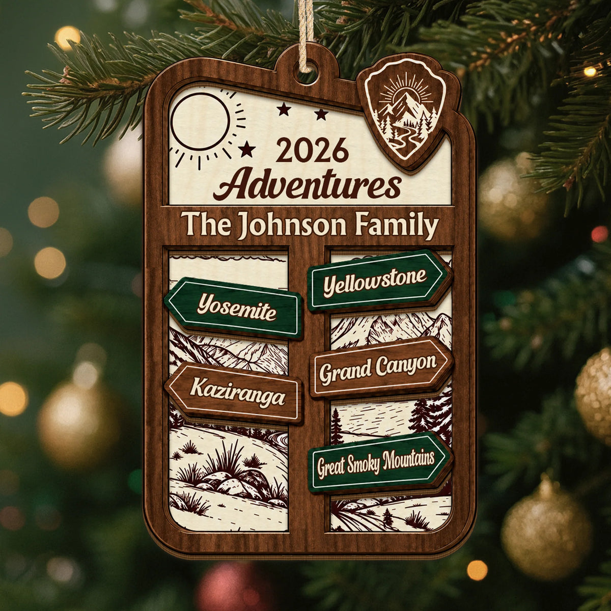 2026 Adventures Personalized Wooden Ornament - Custom Family Travel Keepsake Gift