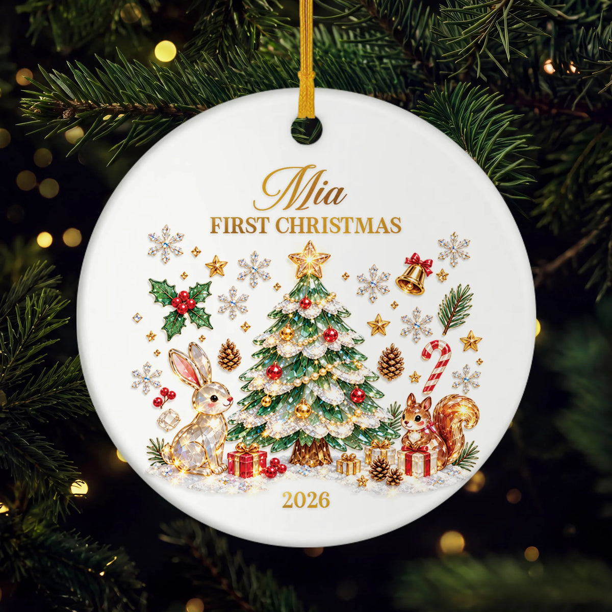 Baby's First Christmas Personalized Ceramic Ornament - Keepsake Holiday Tree Decor for Newborn