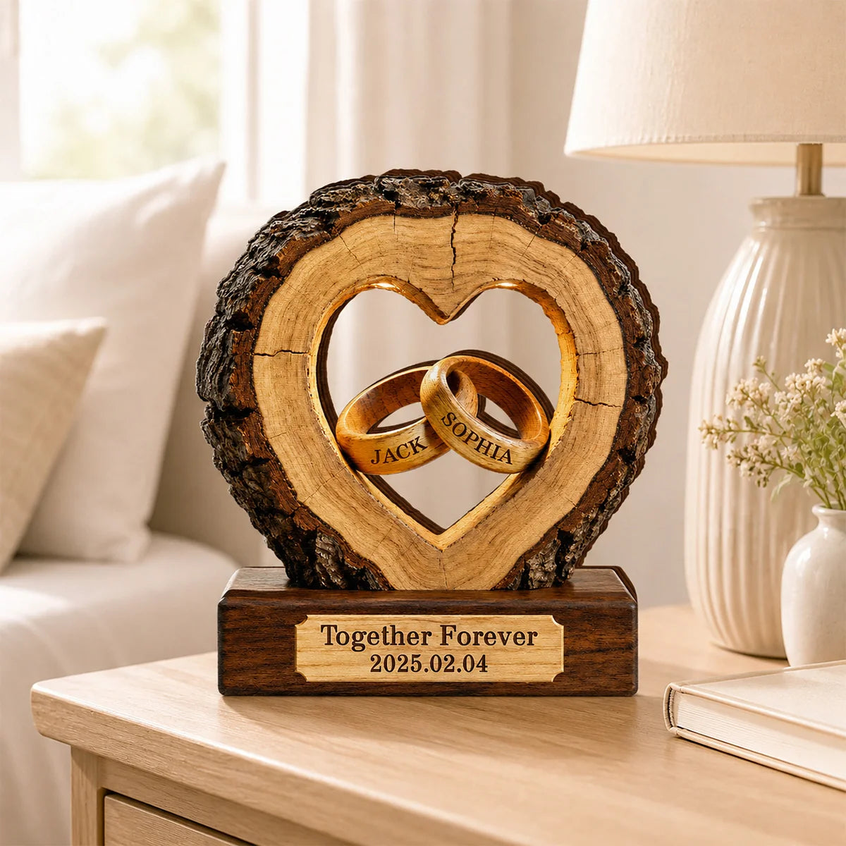 Together Forever Personalized Wooden Block - Custom Keepsake for Couples’ Anniversary