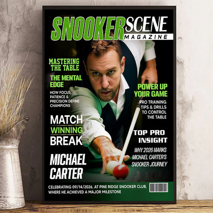 Custom Snooker Magazine Canvas for Dad with personalized design details for meaningful gifting
