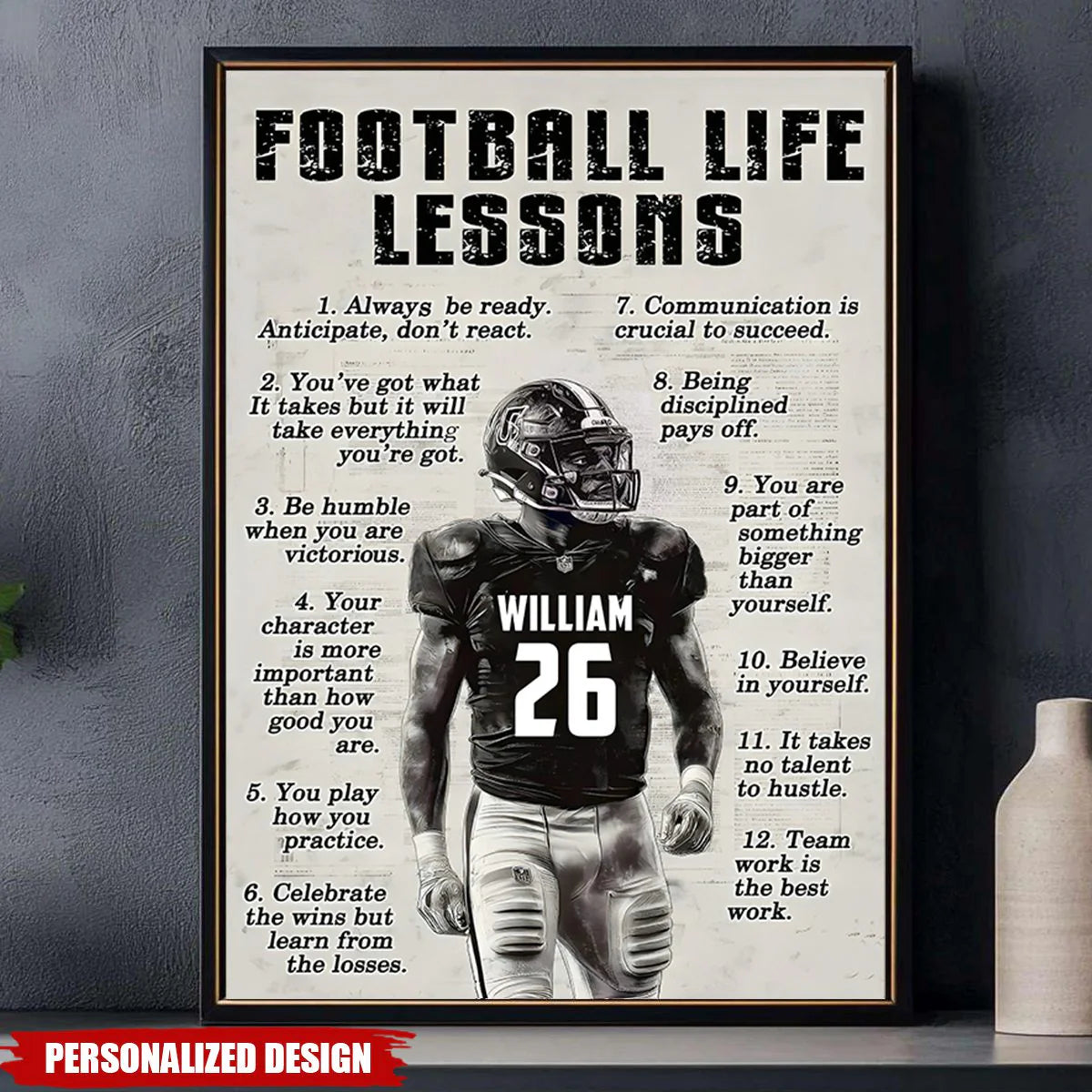 Custom Football Wall Art Poster personalization view for Son/Grandson