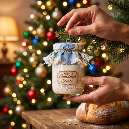 Sourdough Starter Jar Personalized Christmas Acrylic Ornament - Custom Gift for Home Bakers
