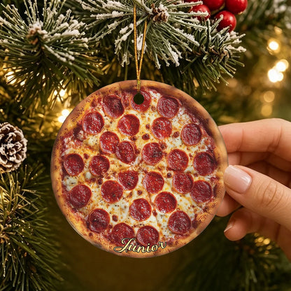 Personalized Pizza Christmas Acrylic Ornament - Custom Name Holiday Keepsake Gift for Foodies