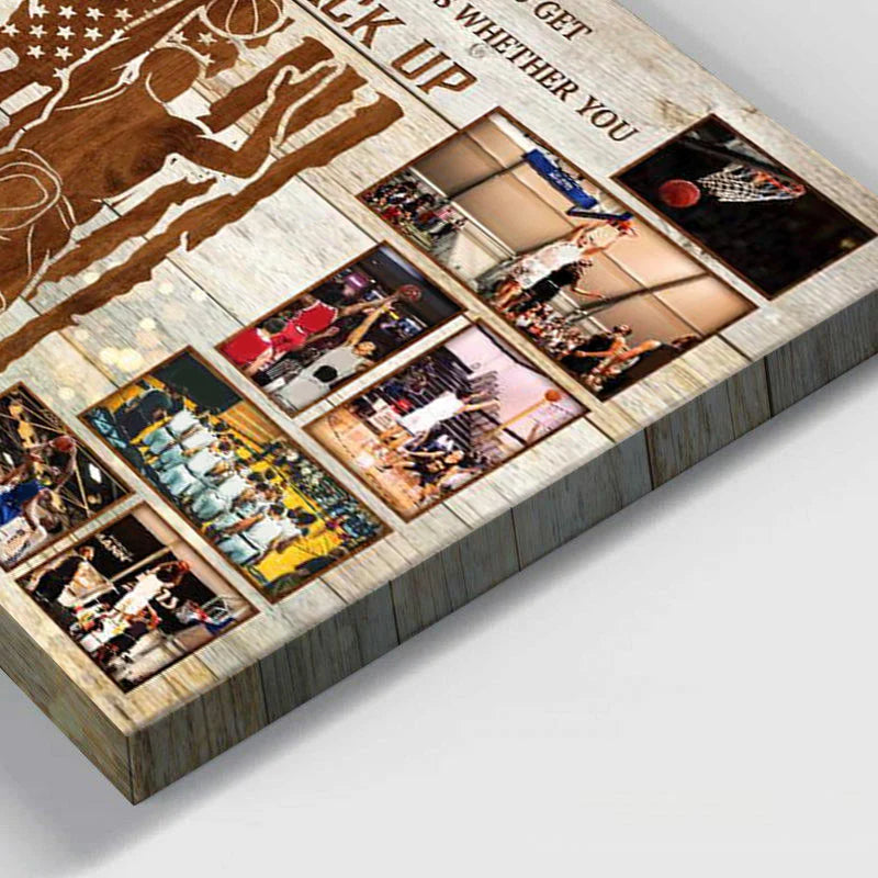 Personalized basketball photos canvas with motivational quote for custom player or coach gift image 8