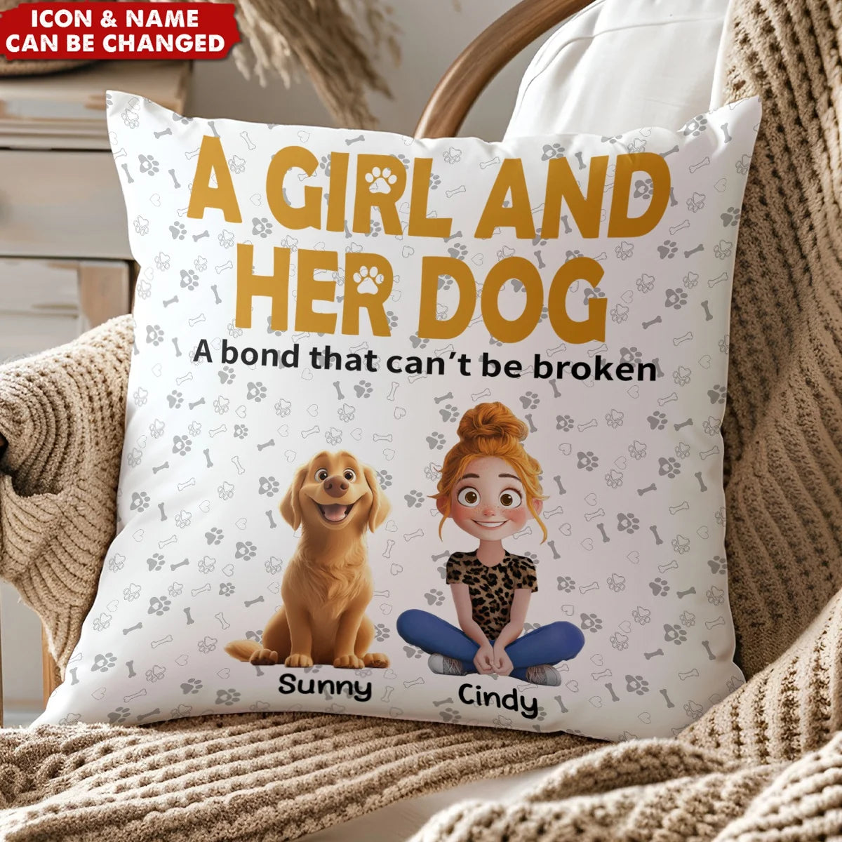 A Girl & Her Dog Unbreakable Bond - Personalized Pillow for Dog Lovers Gift