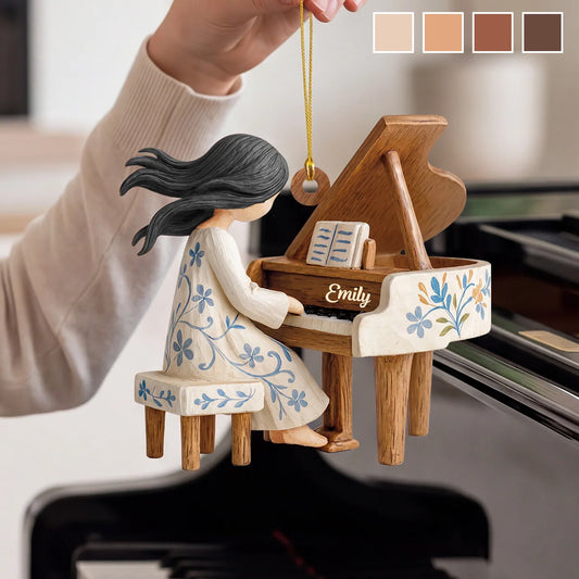 Personalized Piano Wooden Ornament - Custom Keepsake Gift for Pianists & Teachers