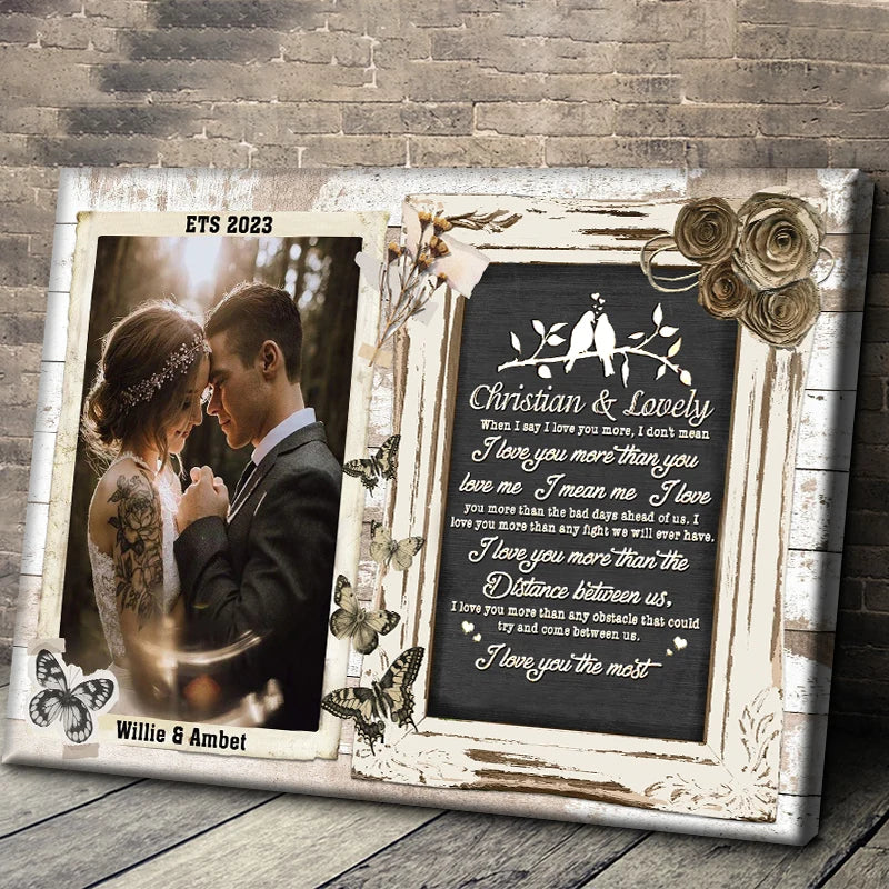 I Love You Most Personalized Couple Canvas / Poster Wall Art - Custom Photo Wedding Anniversary Gift for Wife Husband