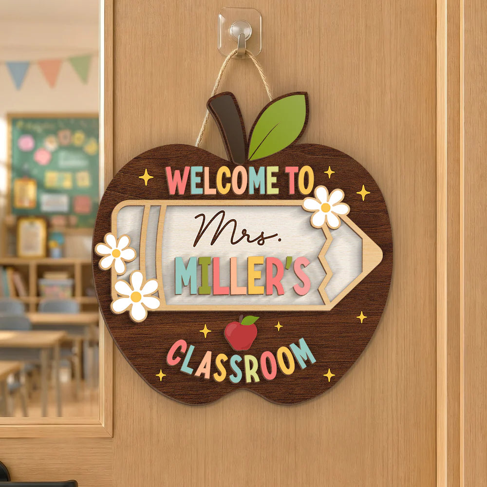 Personalized Teacher Classroom Door Sign for Teacher with personalized design details for meaningful gifting