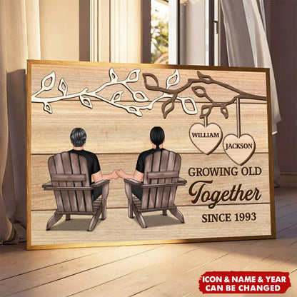 Growing Old Together Personalized Couple Canvas / Poster - Custom Anniversary Wall Art Gift for Husband and Wife