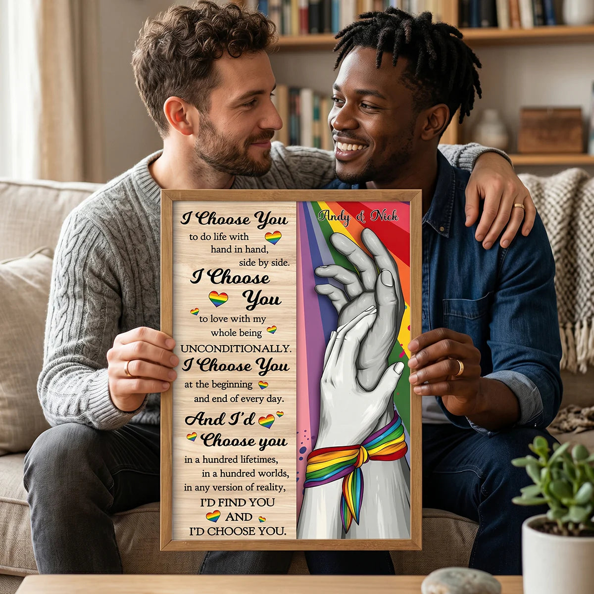Canvas / Poster material and size view - Custom Lgbtq Couple Canvas Poster