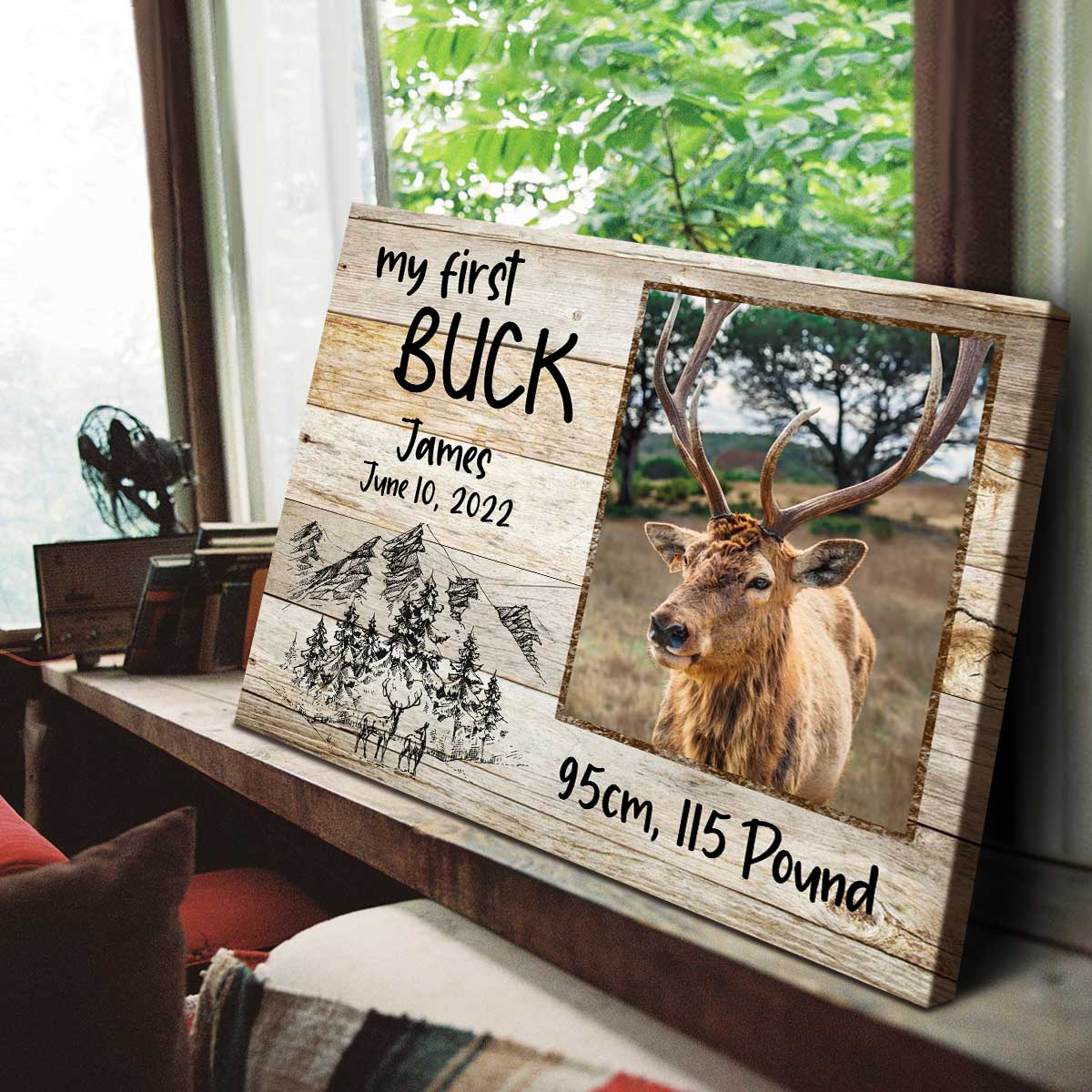 Custom First Buck Photo Canvas personalization view for Dad