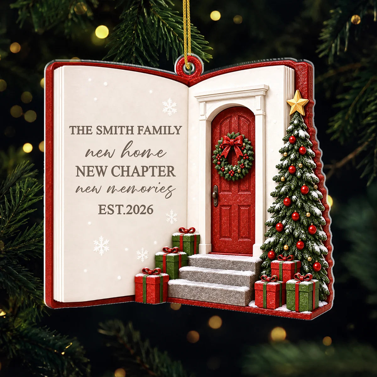 New Home New Chapter Personalized Acrylic Ornament - Custom Family Christmas Keepsake