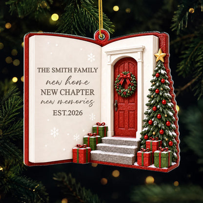 New Home New Chapter Personalized Acrylic Ornament - Custom Family Christmas Keepsake